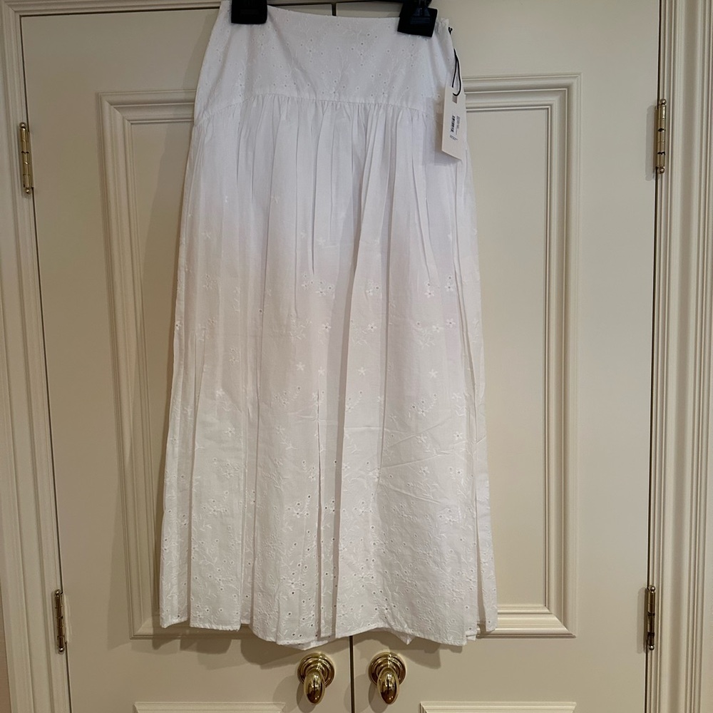 STAUD White A-Line Skirt